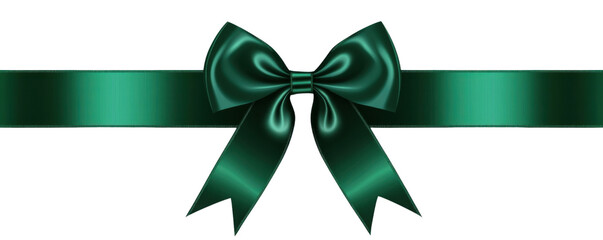 Wall Mural - Elegant Emerald Green Satin Ribbon Bow on a Transparent Background for Festive Gift Wrapping and Decoration