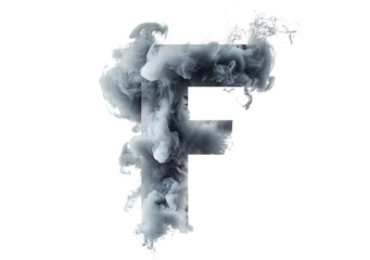 Letter F formed by swirling smoke on a transparent background Concept of mystery, alphabet, and abstract design