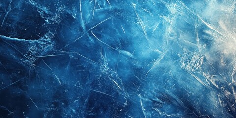 Wall Mural - Textured ice surface with blue tones reflecting light in a cool atmosphere for a winter or frozen theme
