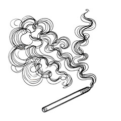 Smoke drawing, one continuous line, isolated on white background