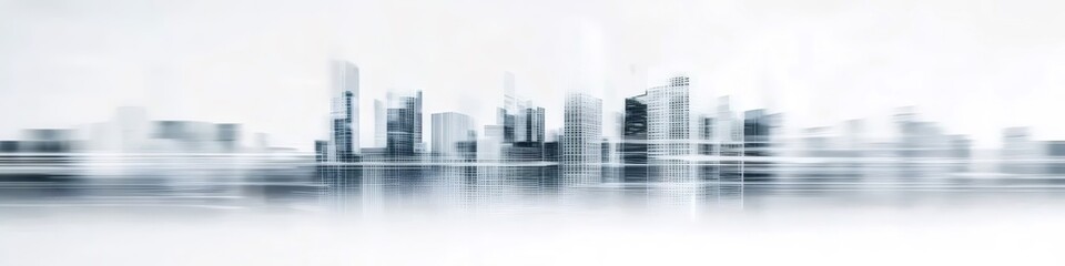 Wall Mural - Abstract city skyline, modern urban landscape, blurred background.