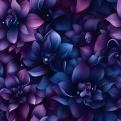 Canvas Print - Lush purple and blue flowers, close-up.