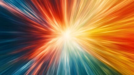 Wall Mural - Abstract vibrant light burst explosion radiating outwards.