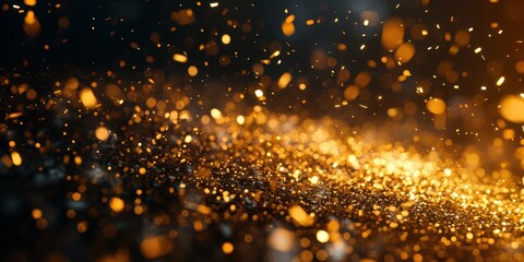 Wall Mural - Sparkling particles create a mesmerizing display of light and texture in a dark setting during evening hours