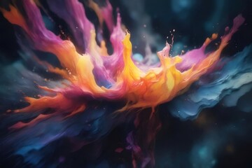 Wall Mural - Vibrant colorful paint splash explosion.