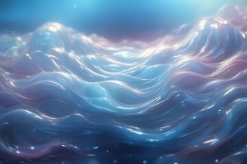 Canvas Print - Abstract wavy blue and pink liquid surface.