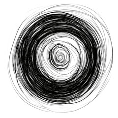 Wall Mural - PNG Spiral scribble abstract black white.