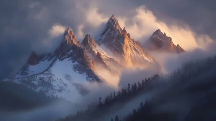 Wall Mural - ethereal mountainsides clouds