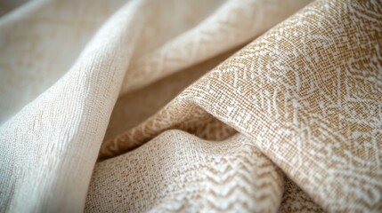 Leinwandbilder - Close up of patterned fabrics showcasing intricate designs and textures with a blank area for custom text addition. Generative AI