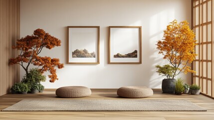 Wall Mural - Wooden floor with natural texture and lighting showcasing a photo on a surface