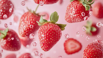 Wall Mural - Background banner full of red strawberries.