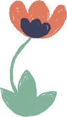Wall Mural - hand drawn crayon poppy flower