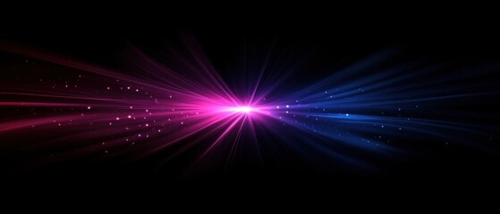 Wall Mural - abstract pink and blue light rays with sparkles on a black background futuristic, vibrant, and energ