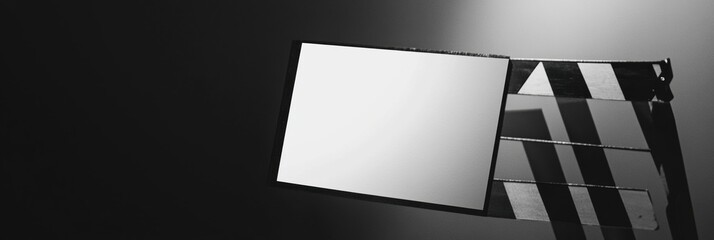 Poster - Film clapperboard displayed in black and white captures the essence of movie production and creative storytelling. Generative AI