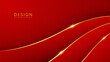 © Trivic - Abstract red luxury background with golden lines and wave shape