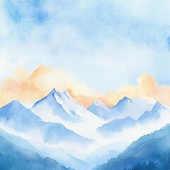 Poster - Majestic mountain landscape highlights soft colors of dawn and tranquil nature in serene atmosphere. Generative AI