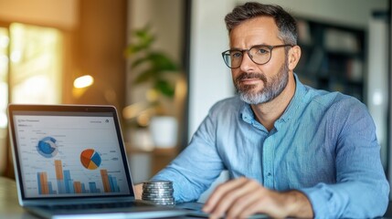 Wall Mural - innovative financial planning scene with a focus on data analysis and business insights presented on