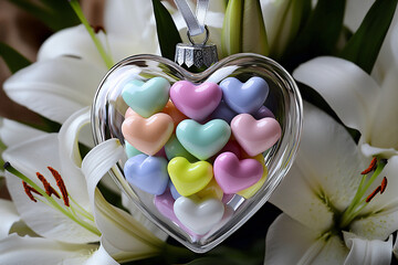 Wall Mural -  glass ornament with candy hearts