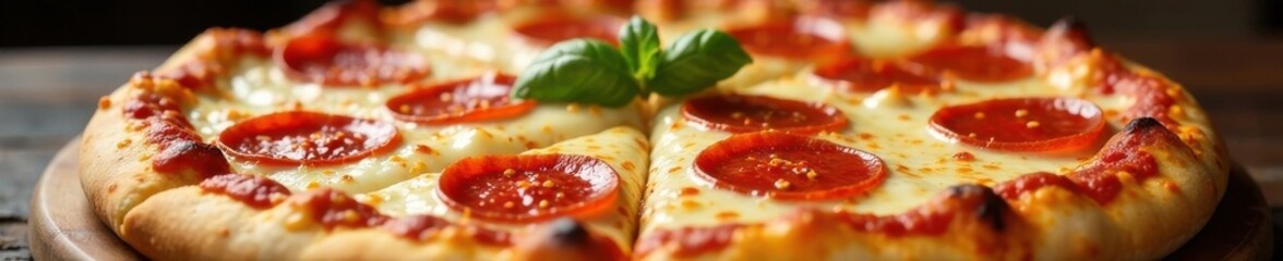 Steaming hot cheesy pizza with melted mozzarella and bubbly pepperoni slices, food, pie, smoke