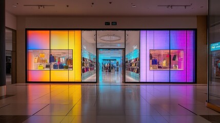 Wall Mural - Illuminated Retail Store Entrance, Mall, Night, Display