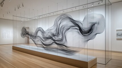 Wall Mural - Museum exhibit Intricate wire sculpture in glass case