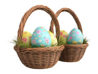 Wall Mural - PNG Easter eggs in wicker baskets easter celebration decoration.