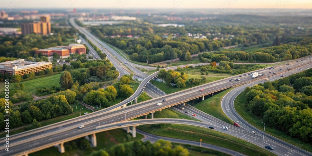 Stunning Aerial View of a Complex Road System with Bokeh Effect ...