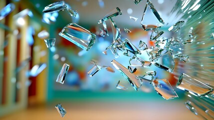 Sticker - Shattered Glass Explosion, Abstract Background - Abstract backgrounds