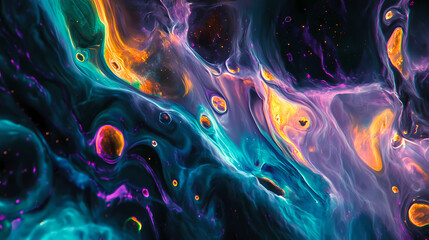 Wall Mural - A stunning view of colorful cosmic nebula in deep space, showcasing vibrant gas clouds. Spectral Astronauts. Illustration