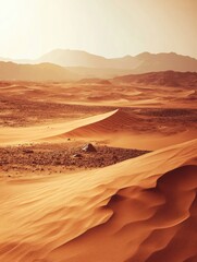 Aufkleber - Majestic golden dunes stretch across the desert landscape under a warm afternoon sun. Generative AI