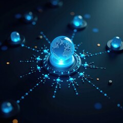 Web business technology icon with blue background and black details, network, coding, technology