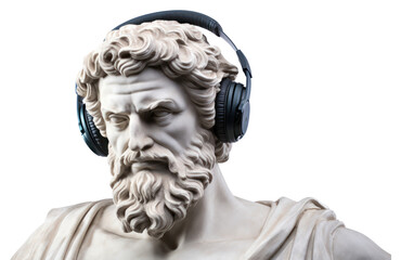 Wall Mural - PNG Portrait of an Ancient Greek sculpture headphones headset statue.