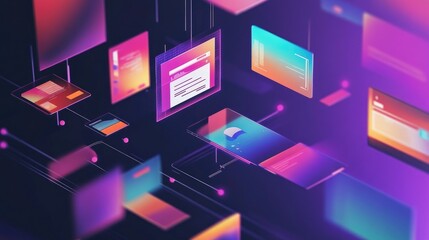 Poster - A digital scene showing fast multimedia content being transferred between multiple devices, symbolizing quick communication and sharing.