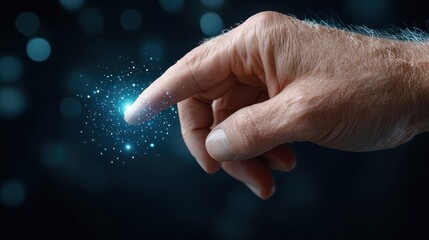 Wall Mural - human hand interacting with a futuristic digital financial data analytics dashboard showcasing graph
