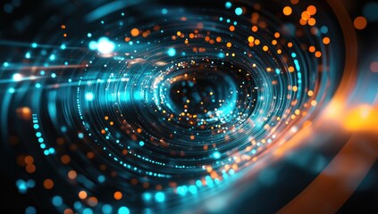 Poster - Abstract swirling digital vortex of light and particles