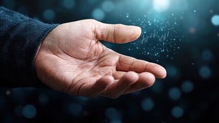 Wall Mural - hand interacting with a futuristic digital finance concept showcasing innovative technology data vis