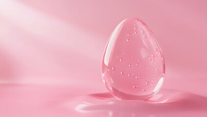 Wall Mural - Pink Glass Egg on Pink Surface with Light