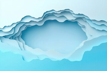 Wall Mural - abstract layered waves in blue tones with smooth curves and gradients