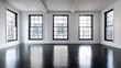 © artwiyanastudio - Empty modern loft interior with large windows