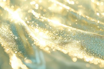 Wall Mural - Soft Golden Shimmering Fabric with Sparkling Light Reflection