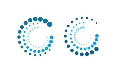 Halftone circle digital techno dots vector icon illustration design