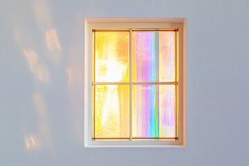 Wall Mural - Bright window casting light spectrum on wall