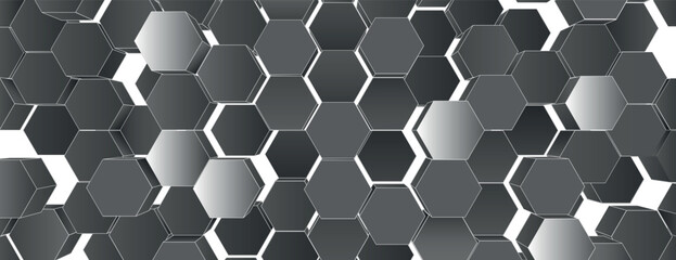 Wall Mural - a geometric background with a hexagonal pattern. the background is metallic gray, featuring a sleek,