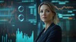 © LookChin AI - Confident Businesswoman Analyzing Futuristic Financial Data in Professional Setting