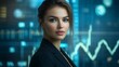© LookChin AI - Confident Businesswoman Analyzing Futuristic Financial Charts for Business Success