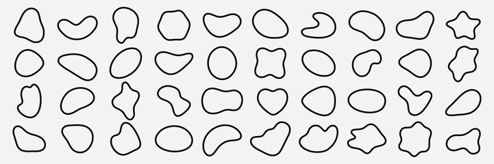 Wall Mural - abstract shapes in black outline, various organic forms, repeating patterns. abstract shapes create 