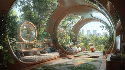 Wall Mural - a futuristic workspace integrating technology, where innovation drives success .