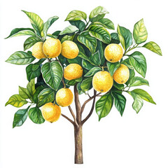 Illustration of lemon tree displays abundance and freshness