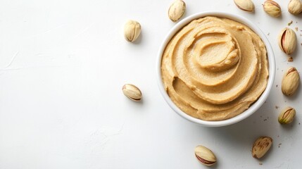 Indulgent Pistachio Butter Bliss - Nutty Delight on White Background