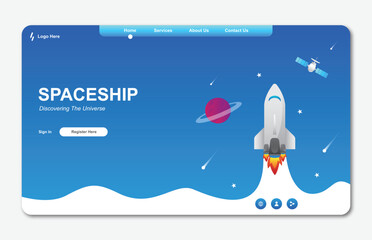 Wall Mural - landing page template with startup concept. web design template. development technology. vector illu